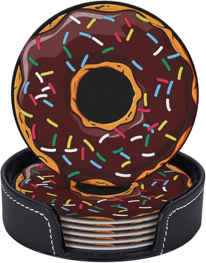 6 Pcs Donut Funny Leather Coasters - Image 2