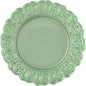 Charger Plates, 100pcs Green 13inch Plastic Dinner Plate, Round Plastic Dinner Plate with Delicate Texture for Parties Wedding (Green)