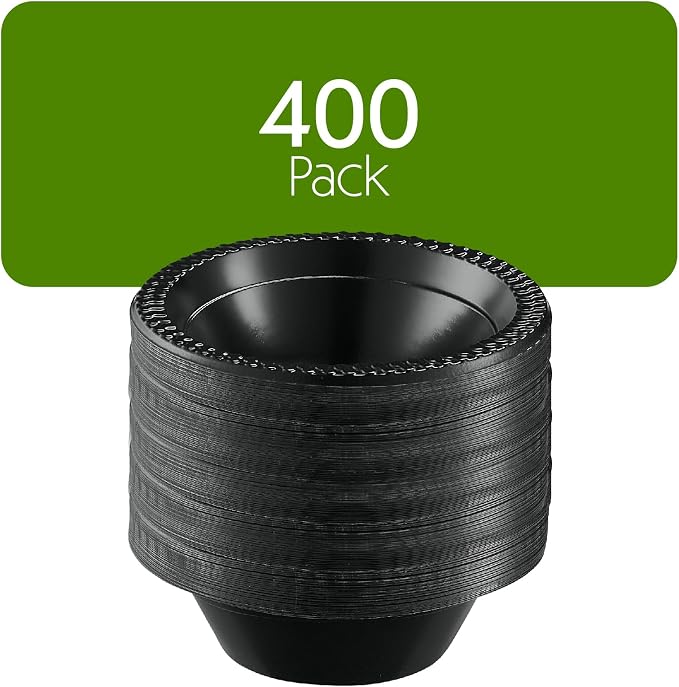 PLASTICPRO 400 PCS Black Plastic Bowls Light Weight 12 oz Plastic Soup Bowls - Image 6