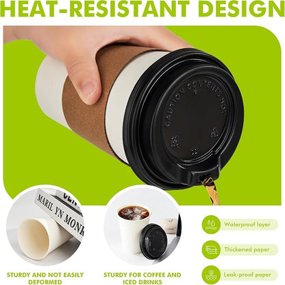 12 oz 50 Pack Disposable Paper Coffee Cups - Image 4