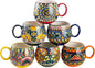 Henten Home Ceramic Coffee Mug Set of 6, 20 oz Colorful Coffee Cup by HentenHome