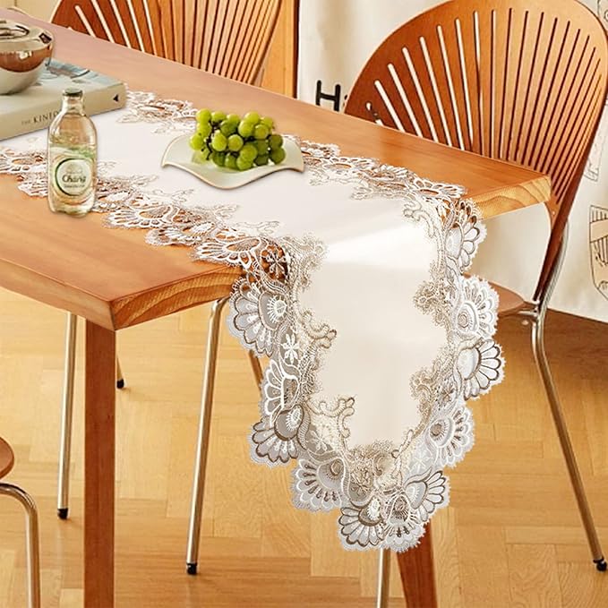 Lace Table Runner, Waterproof Oil-Proof PU Leather Table Runner - Image 5