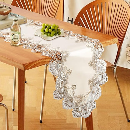 Lace Table Runner, Waterproof Oil-Proof PU Leather Table Runner - Image 5