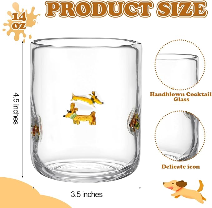 Skylety 2 Pack Dachshund Icon Juice Glasses, Coquette Aesthetic Glass Cups - Image 2