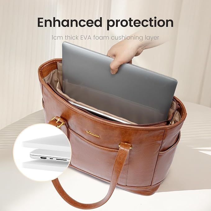 LOVEVOOK Laptop Tote Bag for Women, Leather Work Computer Briefcase Bag | Large - Image 8