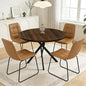 44" Round Dining Table with Cozy Chair Set for 4, Modern Mid-Century Dining Table Set of 4, Dinette Sets with Metal Leg for Kitchen Dining Room Apartment(Walnut Table + Brown Chairs)