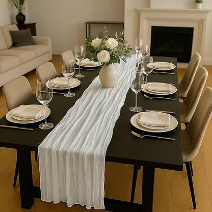 10FT Ivory White Cheesecloth Table Runner 120 Inch Rustic Boho Gauze Cheese - Image 5