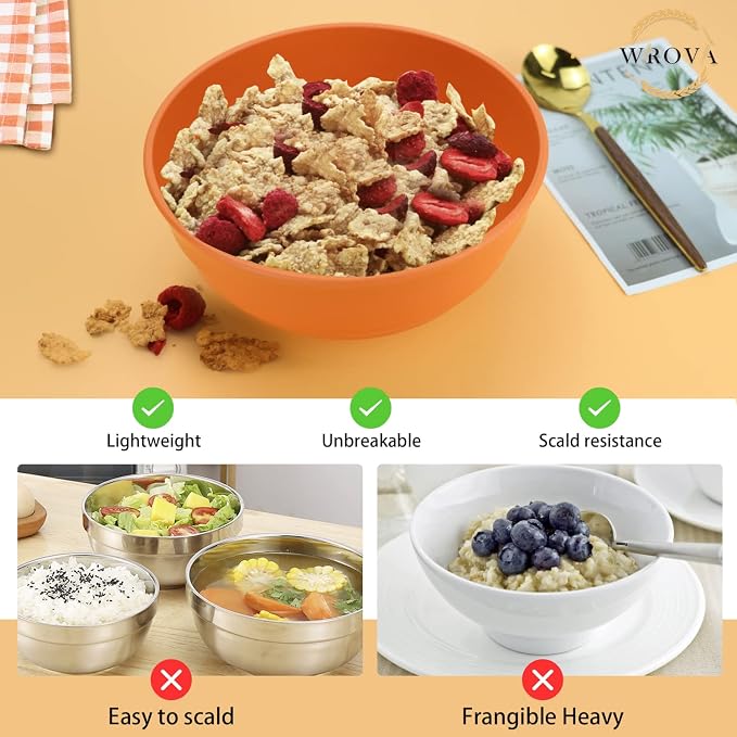 Wheat Straw Bowls Set 60 OZ Unbreakable Large Cereal Bowls Set of 6 Microwave - Image 4