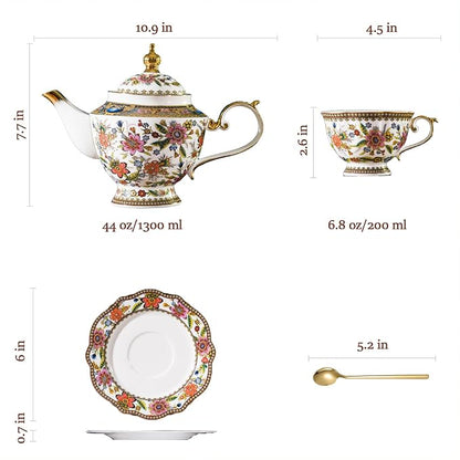 ACMLIFE Fine Bone China Tea Set, 13-Piece English Tea Set - Image 6