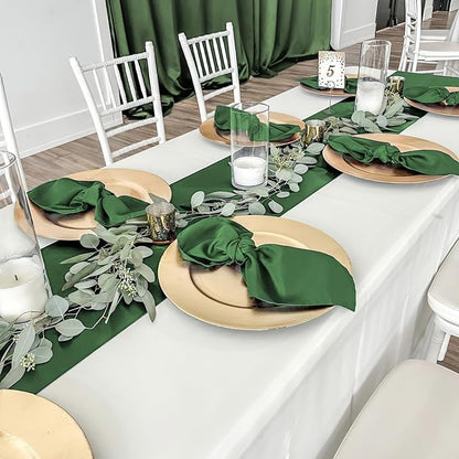 Forest Green Table Runners 20 Pack 12x108 inch Silk Satin Smooth Fabric | Satin - Image 4