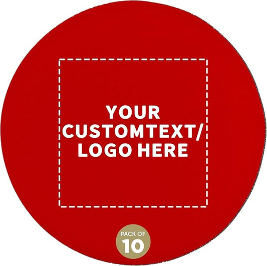 10 Round Foam Bud Coasters Pack, 4 inch - Customizable Text, Logo - PU Foam, Party Favor - Red