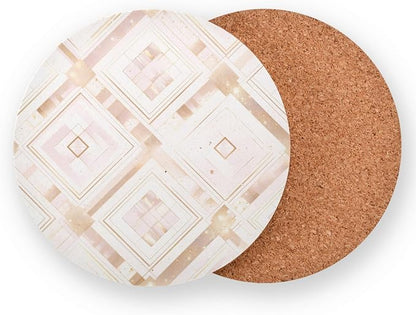 Rose Gold Pink Glitter Absorbent Coasters 4 Pcs Cork Board Craft Tea Insulation - Image 2
