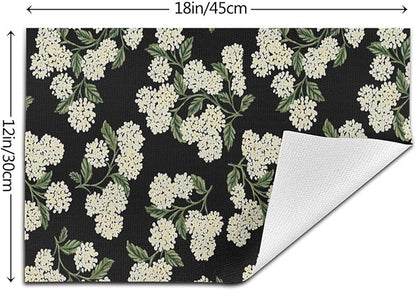 Spring Place mats Set of 4,12x18 Inches Black Beige Hydrangea Floral Decorative Summer Decor Flower Placemats Rectangle Spring Table Mats for Party Home Kitchen Dining Table Decoration