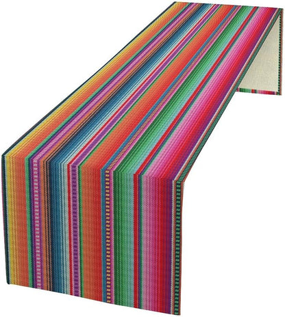 YCness Mexican Striped Table Runner Mexican Poncho Pattern Traditional National - Image 2