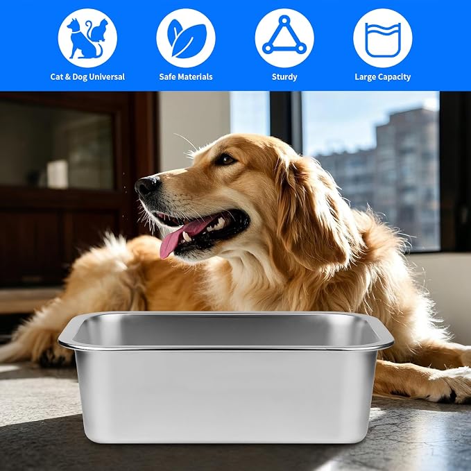 Ohtomber 1.25 Gallons Stainless Steel Dog Bowl, Big Pet Water & Food Bowl | No - Image 7