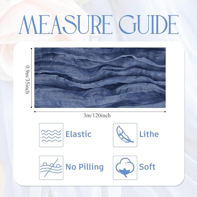 Cheesecloth Table Runner Blue 10FT Boho Gauze Runner, 3 Pack | 120 Inch Cheese - Image 2