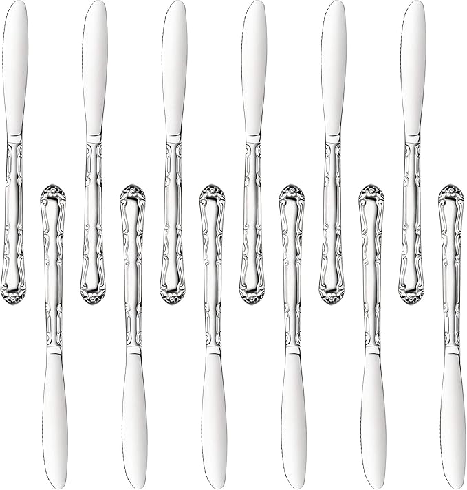 New Star Foodservice Rose Pattern 18/0 Stainless Steel Dinner Knife, Commercial by NewStarFoodservice
