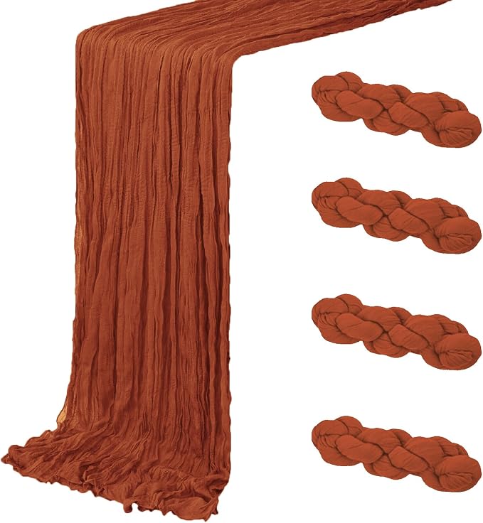 4 Pack Terracotta Cheesecloth Table Runner 20 x 120 inch Gauze Table Runners 10 by ACSUIT