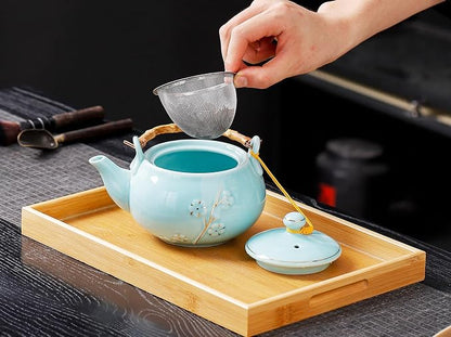 Japanese Tea Set with 1 Teapot, 6 Tea cups, 1 Tea Tray, 1 Stainless Infuser - Image 7