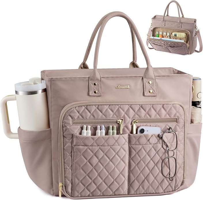 LOVEVOOK Tote Bag for Women, Teacher Nurse Work Laptop Bag, Quilted Bible by LOVEVOOK