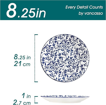 vancasso 8.25" Blue Salad Plates Set of 6, Porcelain Dessert | Microwave - Image 2