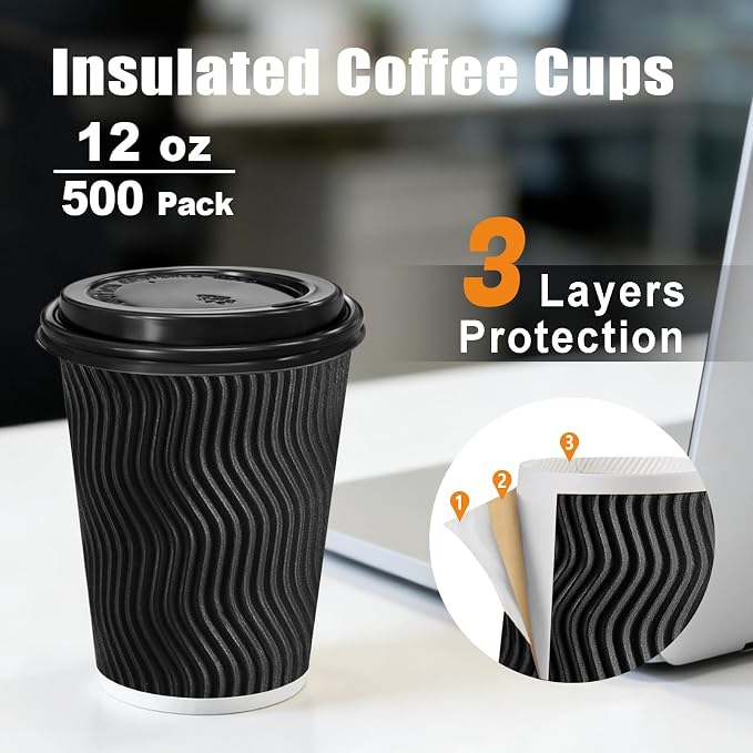 BYSNOW 500 Pack 12 oz Coffee Cups - Image 2