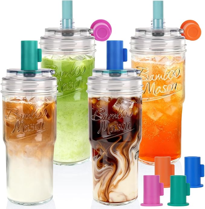 ANOTION Bamboo Mason 24oz Glass Tumbler by ANOTION