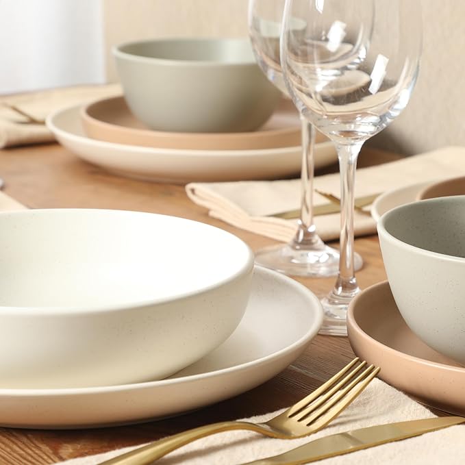 Gibson Elite Leeds Court Plates and Bowls Sets, 16-Piece Stoneware Dinnerware - Image 6