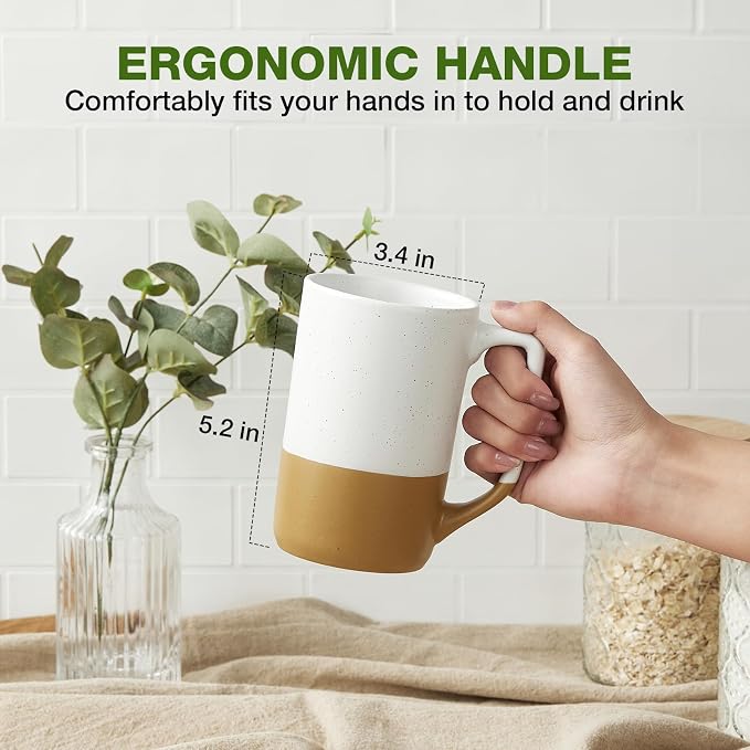 Large Ceramic Coffee Mug Set of 4, 16 oz Tea Cups - Image 2
