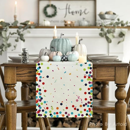 Artoid Mode Polka Dot Beige Happy Birthday Table Runner, Seasonal Kitchen - Image 7