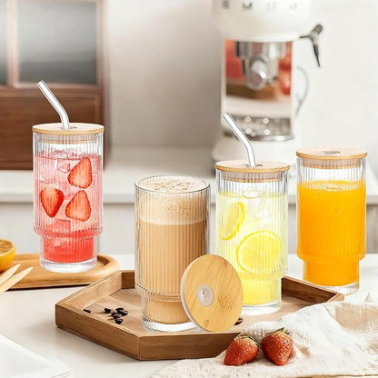 16oz Glass Cups with Lids & Straws - Image 5