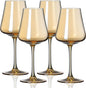 PTSTING Wine Glasses Set of 4 Amber Wine Glass 14oz Glassware for Tasting,Wedding,Anniversary,Christmas, Birthday