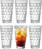 Vintage Drinking Glasses Set of 6, 15 oz Brick-Shaped Glass Cups, Mojito Glass Cups Stackable Water Tumbler, for Beer, Cocktail, Whiskey, Juice & Mixed Drinks.