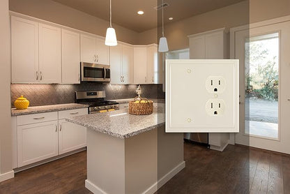 Henne Bery Modern Edge Decorative Wall Plate Switch Plate Outlet Cover, Durable Solid Zinc Alloy (Blank/Duplex, Light Almond)