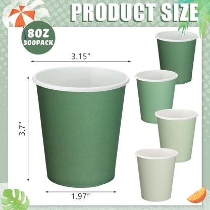 Mimorou 300 Pack 8 oz Disposable sage green Paper Cups, Coffee Cups - Image 2