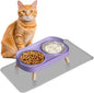 Elevated Cat Bowl with Food Mat, Raised Cat Food and Water Bowl Set by HIAIEVIY