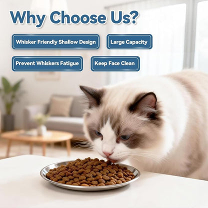 8 Pack Stainless Steel Cat Food Bowls, Cat Dishes Shallow Whisker-Friendly - Image 6