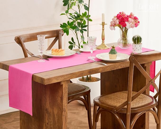 Letjolt Rose Pink Table Runner 72 Inches Long | Rustic - Image 4