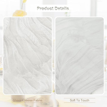 1 Pack White Cheesecloth Table Runner 35x120 Inch 10Ft Rustic Gauze Cheese - Image 2