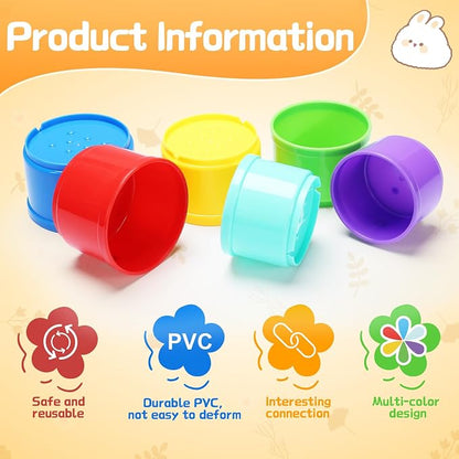 8 Pcs Stacking Cups for Bunny, Rainbow Colored Reusable Rabbits Bunny Toys | - Image 3