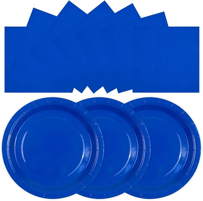 Blue 7Inch Paper Plates and Napkins Party Supplies, Wedding Birthday, Bridal by Unknown