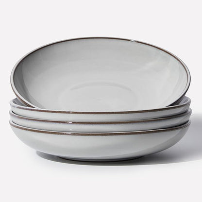 Pasta Bowls 30 oz, Terracotta Ceramic Plate Bowls by Pokini