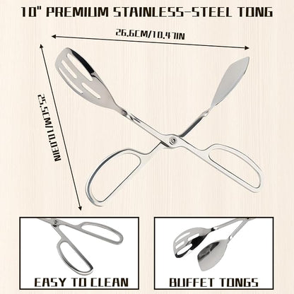 10-Inch Salad Tongs for Serving, Scissor Style Kitchen Tongs for Cooking | for - Image 2