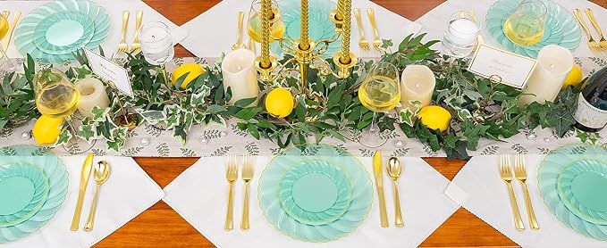 YOUBET 125PCS Clear Green Plastic Plates - Image 9