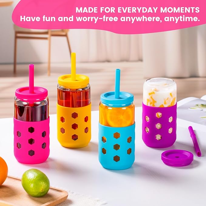 Mrsdry 16 oz Glass Cups with Lids and Straws - Image 9