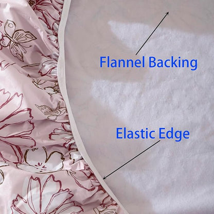 Walrus Round Vinyl Fitted Tablecloth with Flannel Backing Elastic Edge Design Table Cover Waterproof Oil-Proof PVC Table Cloth Stain-Resistant Best for 57"-66" Round