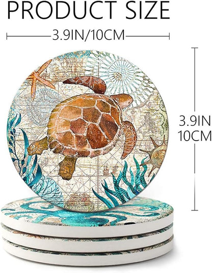 Teivio Absorbing Stone Sea Ocean Life Coasters - Image 3