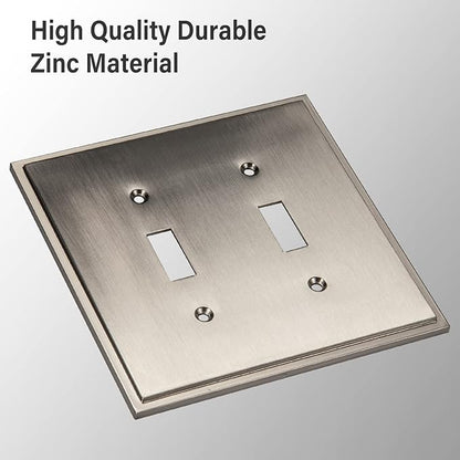 Henne Bery Soft Modern Decorative Wall Plate Switch Plate Outlet Cover (Double Toggle, Satin Nickel)