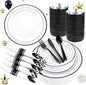 WELLIFE 210Pcs Black Plastic Dinnerware by WELLIFE