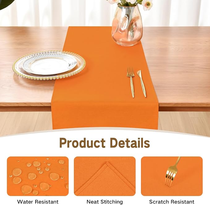 Faux Linen Table Runner Water Resistant 13 x 60 in, Coffee Table Runner - Image 3